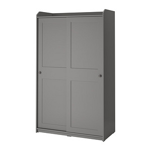 IKEA HAUGA lükandustega riidekapp, 118x55x199 cm, hall / Gra (3 foto / 8)
