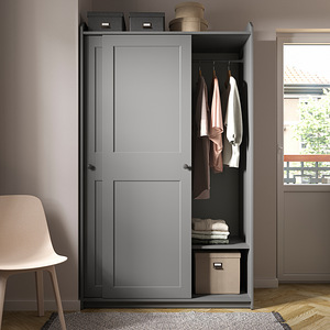 IKEA HAUGA lükandustega riidekapp, 118x55x199 cm, hall / Gra (4 foto / 8)