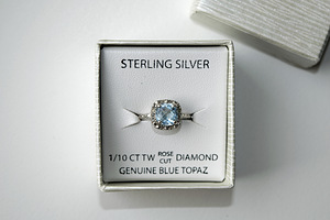Серебряное кольцо с бриллиантами и топазом