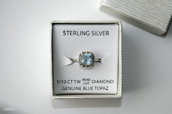 Серебряное кольцо с бриллиантами и топазом (фото #1)