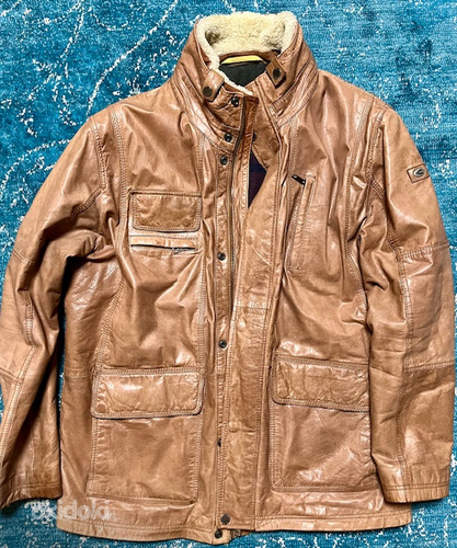 Теплая кожаная зимняя куртка Camel / размер 56 / XXL (фото #1)