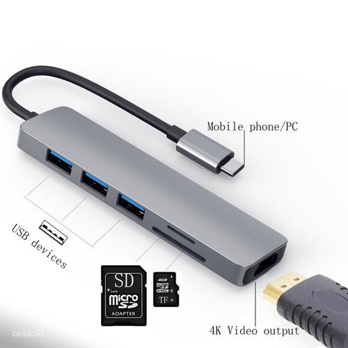 USB-концентратор C Macbook, HDMI, SD-карта, 3x USB (фото #1)