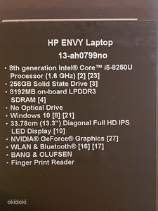 HP ENVY 13" Intel Core™ i5 + NVIDIA GeForce MX150 (2 foto / 4)
