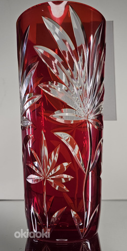 Ваза из двухцветного стекла "Лилия", стекло, ромбовидная оправа (фото #2)