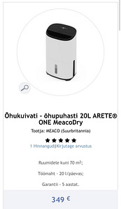 Õhukuivati - õhupuhasti 20L ARETE ONE MeacoDry (1 foto / 7)