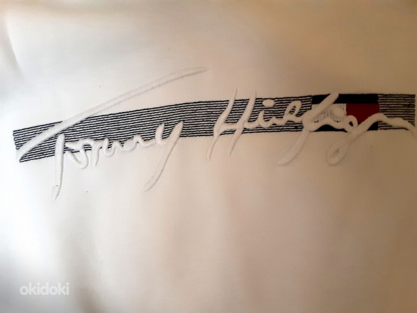 Tommy Hilfigeri meeste valge tikitud logoga dressipluus (foto #3)
