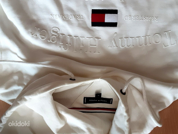 Tommy Hilfigeri meeste valge tikitud logoga dressipluus (foto #4)
