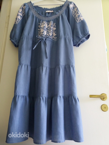 100% лён! Платье в народном стиле, с вышивкой M /L /XL. (фото #1)