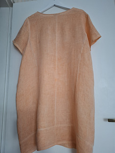 100% лён! Платье персик. цвета, с вышивкой. Италия L, XL. (5 фото из 9)