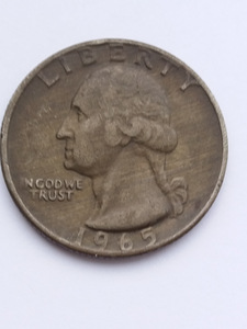 Квотер США 1965 г с изображением Д. Вашингтона. (1 фото из 9)