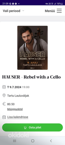 HAUSER - Rebel with a Cello 09.07.24 19:00 Pilet (foto #1)