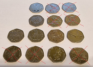 Inglise 50 penni mündid