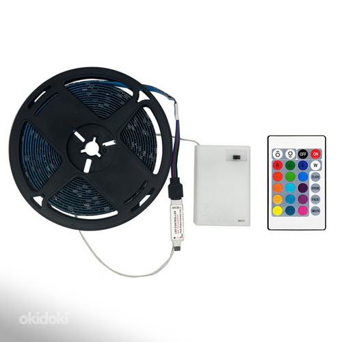 LED Riba 0.5m patarei toitel 30LEDs/m IP65 5V RGB värvid