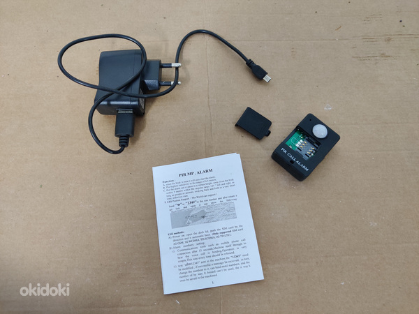 Mini GSM alarm PIR liikumisanduriga akuga + vooluadapter (foto #2)