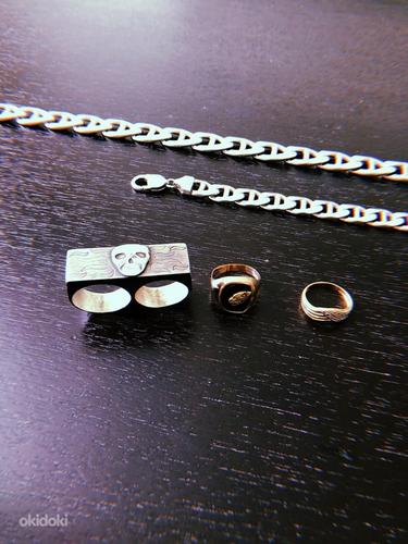 Мужские серебряные колье и браслет (фото #3)