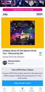 Билет на Coldplay 28.07 Хельсинки - место сектор G (1 фото из 1)