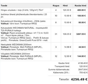 Uus katuseplekk Weckman trapets T20 pinnakattega 249 m2 (2 foto / 4)