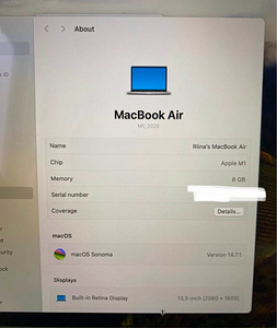 MacBook Air 13,3 Apple M1, Аккумулятор 95% (9 фото из 9)