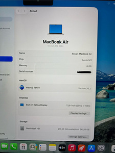 MacBook Air M3 13” 2024 (8GB/256GB) аккумулятор 98% (5 фото из 7)