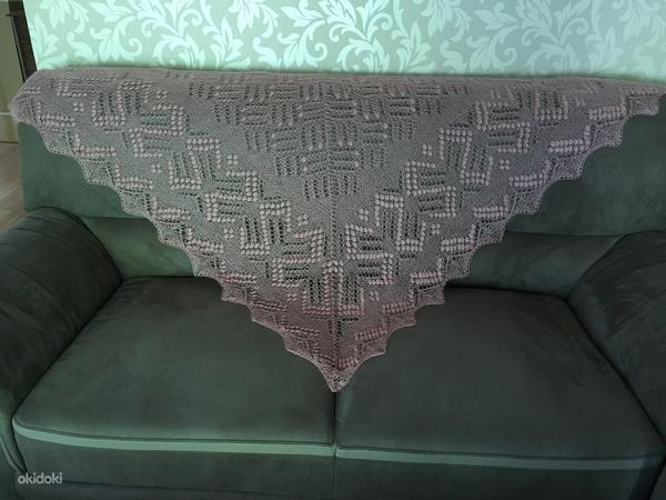 Хаапсалуское полотенце треугольной формы из пряжи старого розового мохера (фото #4)