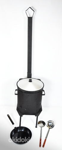Печь с трубой+казан(8L)+шумовка 40 см+половник 40см+сковорда (фото #10)
