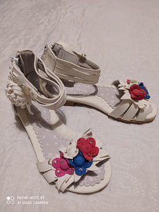 Белые туфли с цветочным рисунком, размер 25