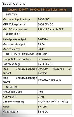 Sungrow SG10RT - 10KW (10,000W) 3-Phase Solar Inverter (foto #2)