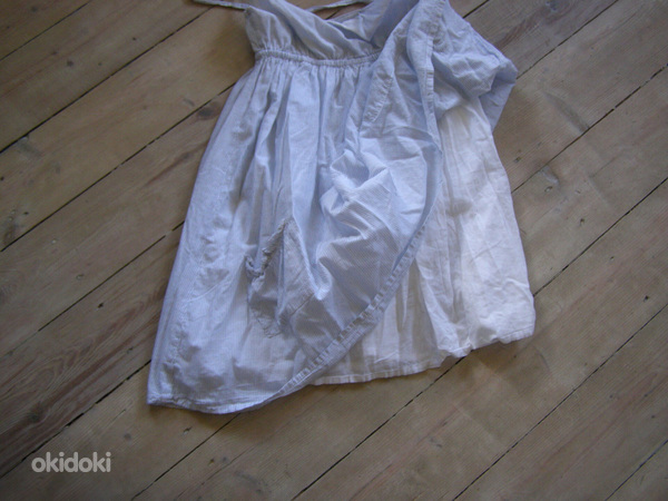 Летнее платье для женщин/девочек белое/синее в полоску (фото #6)
