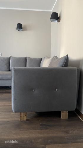 Серый бархат раскладной угловой диван (фото #3)