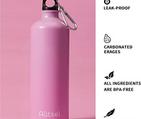 1000 ml Alumiinium pudel AUTSEL, roosa / Uus