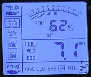 Aku DETA Senator 3 (75Ah) - mõõdetud testriga SOH 62% (2 foto / 4)