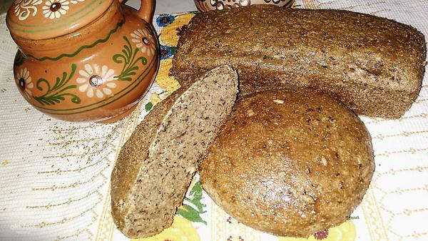 Домашний хлеб на закваске с сем. льна с цельнозерновой муки (фото #2)