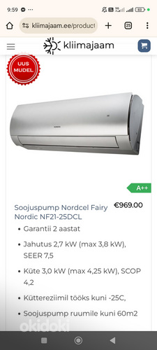 Õhksoojuspump Nordcel nf21-25dcl