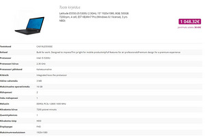 Äriklassi Dell E5550 i5/SSD/IPS/ID, uueväärne (3 foto / 9)