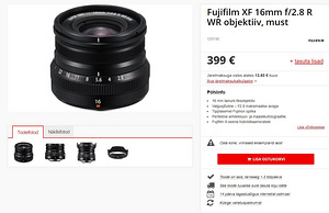 UUS Fujifilm XF 16mm f/2.8 R WR objektiiv (2 foto / 10)