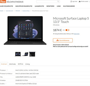 Võimas Microsoft Surface Laptop 5 i7/16GB, uueväärne (10 foto / 10)