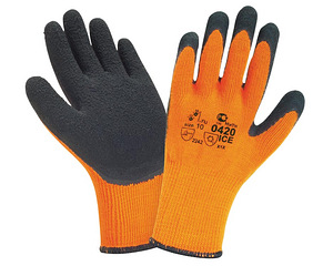 Перчатки оранжевые, утепленные, облитые вспененным латексом