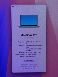 Apple Macbook Pro 16 i9 2.3Ghz 16GB 1TB (2 foto / 5)