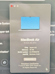 MacBook Air M3 2024 15" 512GB laptop, sülearvuti (5 foto / 5)