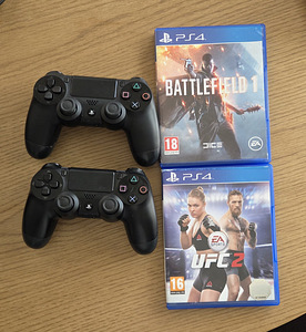 PS4 + 2 pulti + 2 mängu (4 foto / 4)