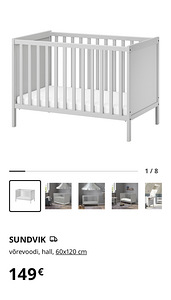 Täispuidust IKEA võrevoodi 120x60 + tatar-kokoosmadrats