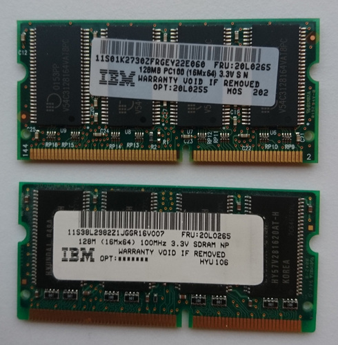 2 x 128MB, 100MHz, PC100, 3.3V, SDRAM