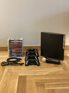Sony Playstation 3 slim, 4 controllers, 13 games (1 foto / 2)