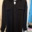 Блузка черная длинная с длинными рукавами, карманами (фото #1)