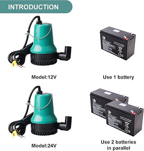 Musta vee pump DC 12V, 50W, 4200L/H, 2.3M kaabel. (2 foto / 2)