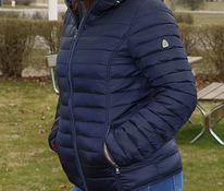 Женская стеганая куртка с капюшоном, синяя