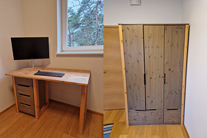 Puidust kirjutuslaud ja riidekapp (1 foto / 5)