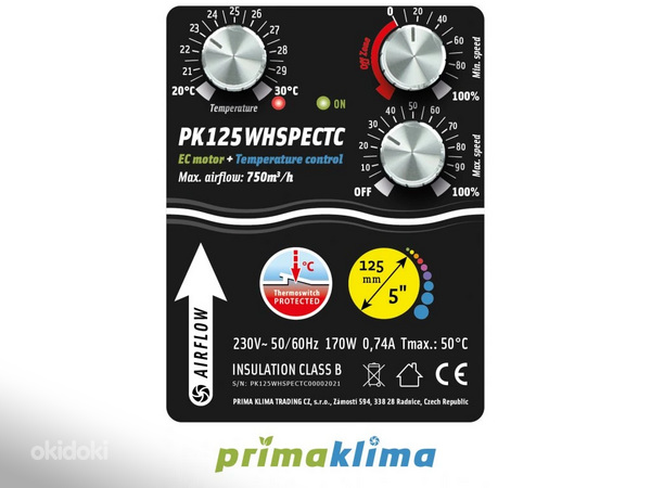 Prima Klima PK125-WHSP ECTC EC Silenced Fan Whisperblower wi