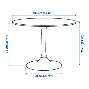 Söögilaud Ikea, ümmargune, 103 cm (5 foto / 5)