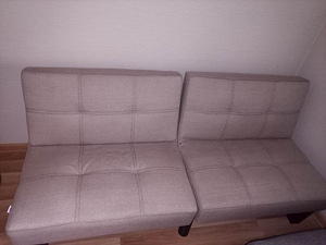 MÜÜA Diivanvoodi, reguleeritav, beež juniik uueväärne (1 foto / 3)
